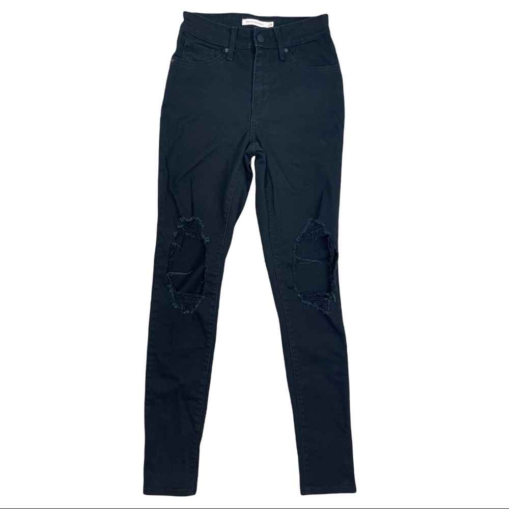 Levi’s 721 High Rise Skinny Distressed Black Jeans - Size 24